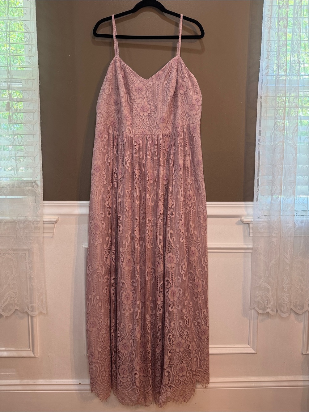 David’s Bridal Studio Celebrate Dusty Pink‎ Lace Maxi Formal Dress 18